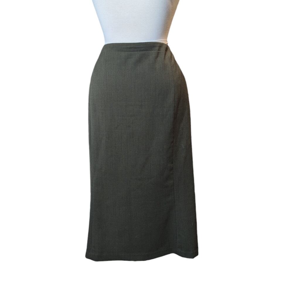 Lauren Ralph Lauren Dark Green Wool Blend Lined Pencil Skirt Size 6